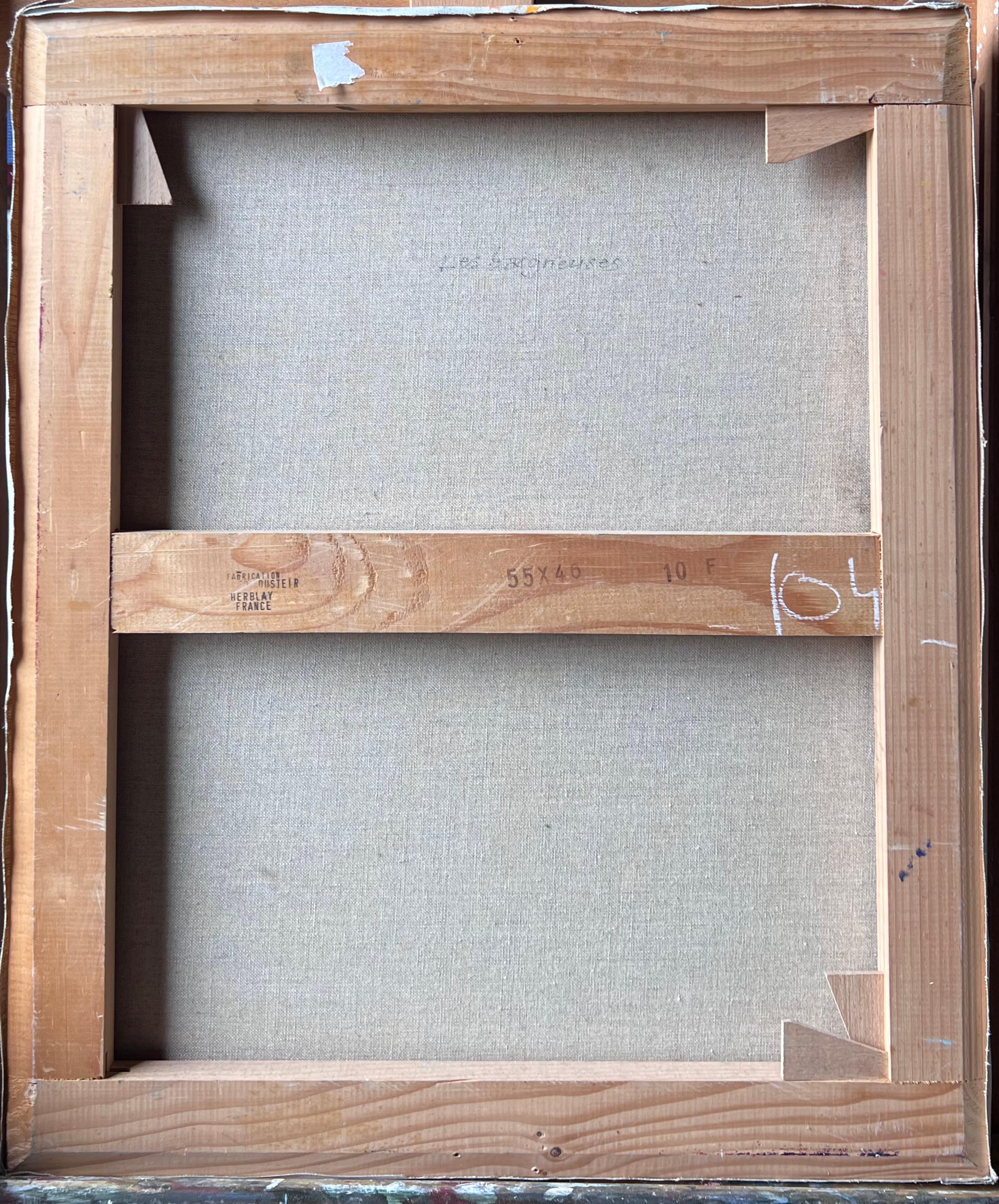 Contemporary French Oil Painting Ladies on the Beach Modernist Work For Sale 6