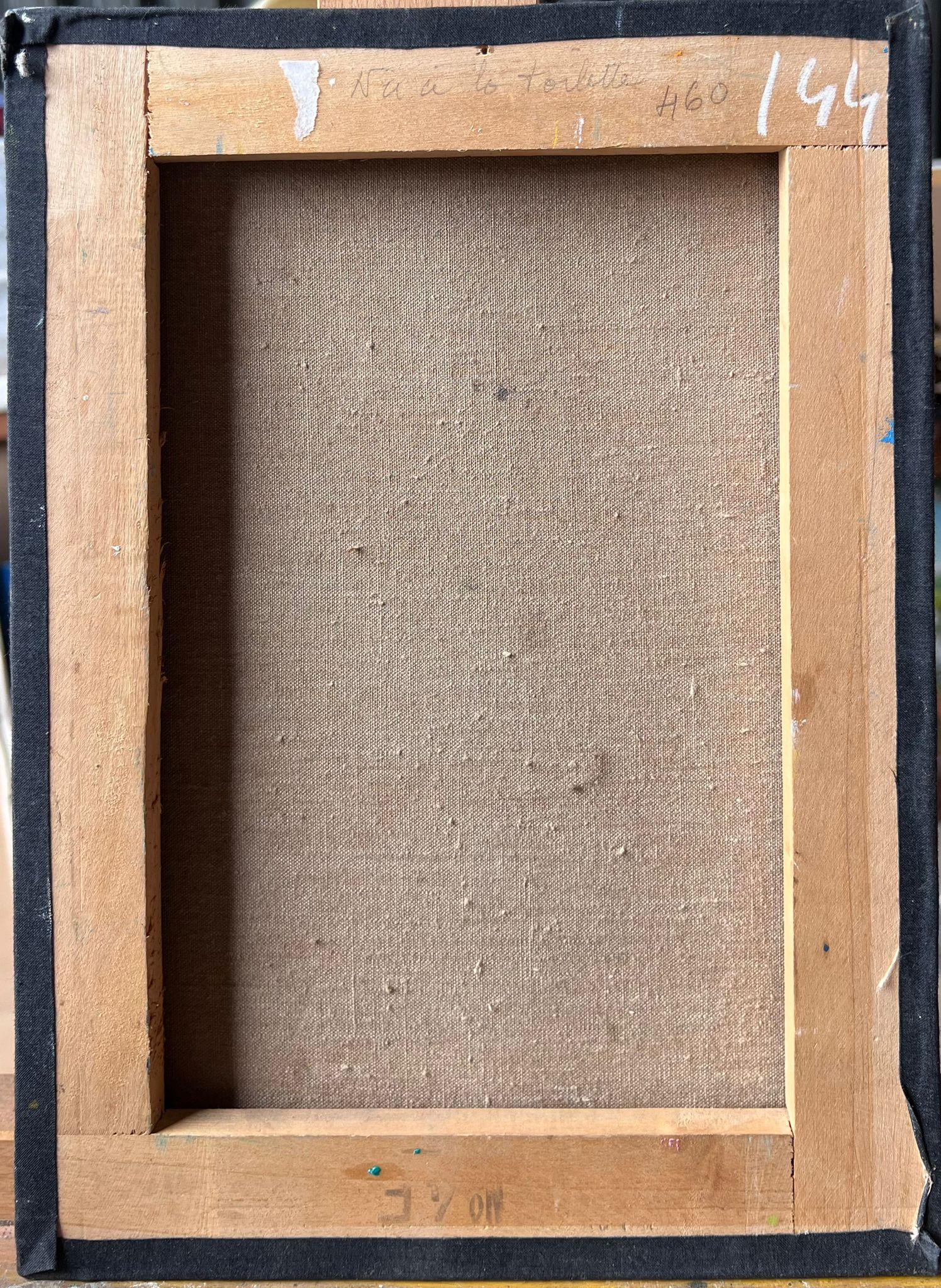 Französisch Post Impressionist Ölgemälde Nude Lady in Badezimmer Interieur im Angebot 3