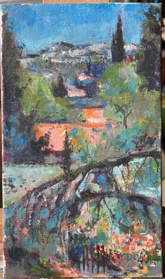 French Post Impressionist Oil Painting The Gardens of Aix en Provence