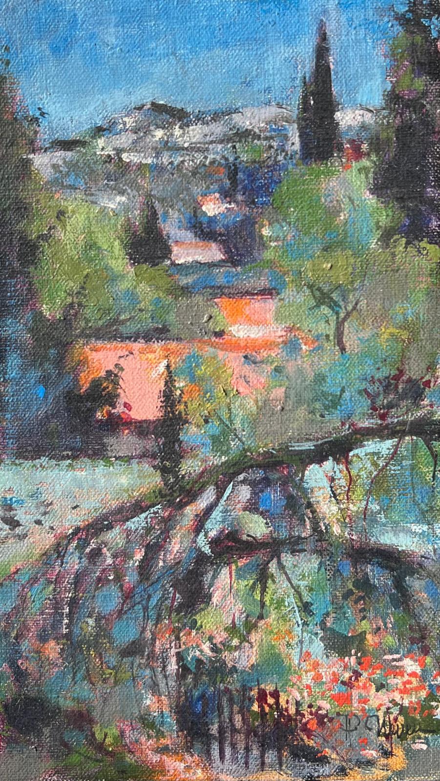 Peinture à l'huile post-impressionniste française Les jardins d'Aix en Provence