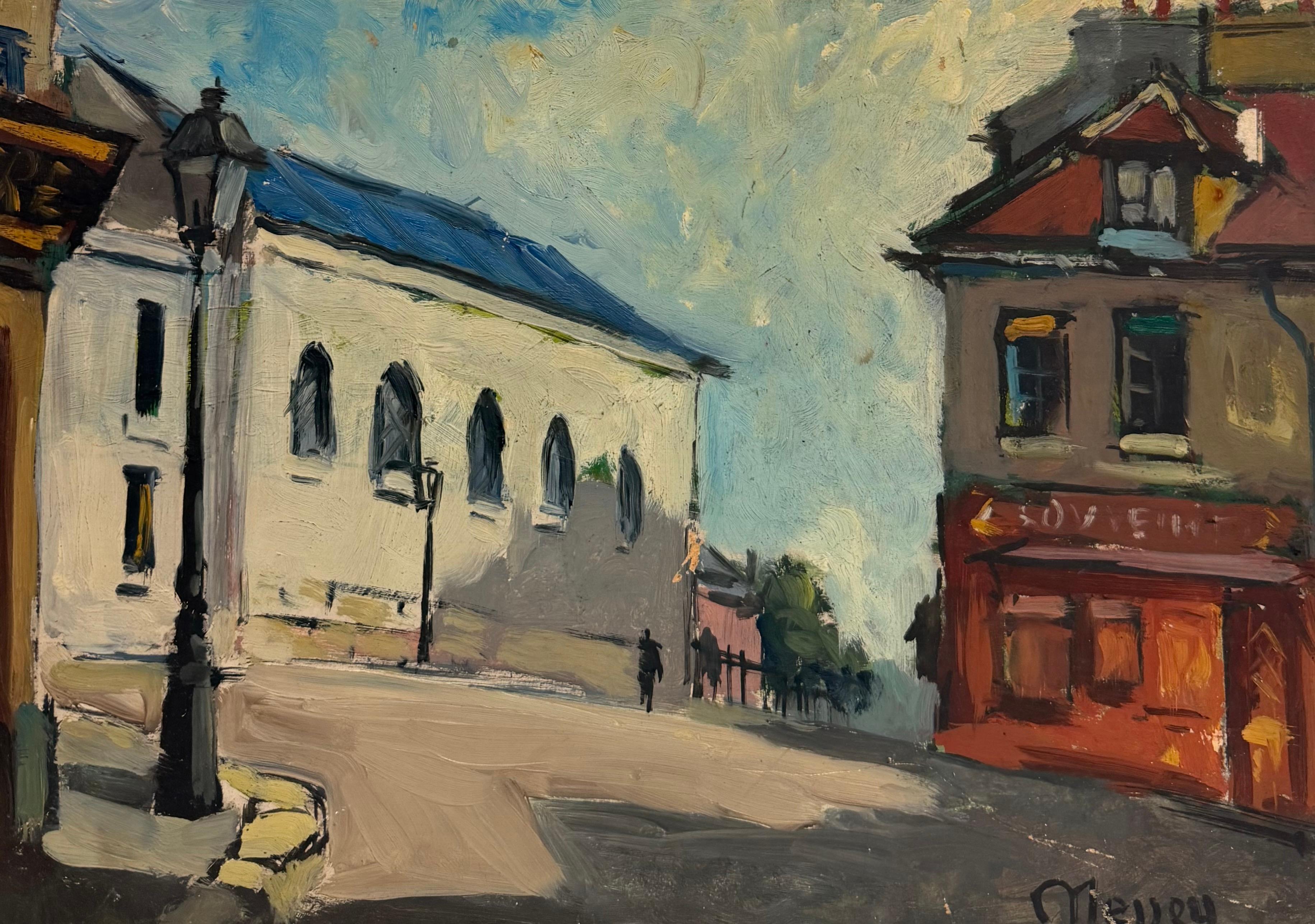 Französisches Dorf Straßenszene Church's Lichtstudie Impressionistisches Gemälde