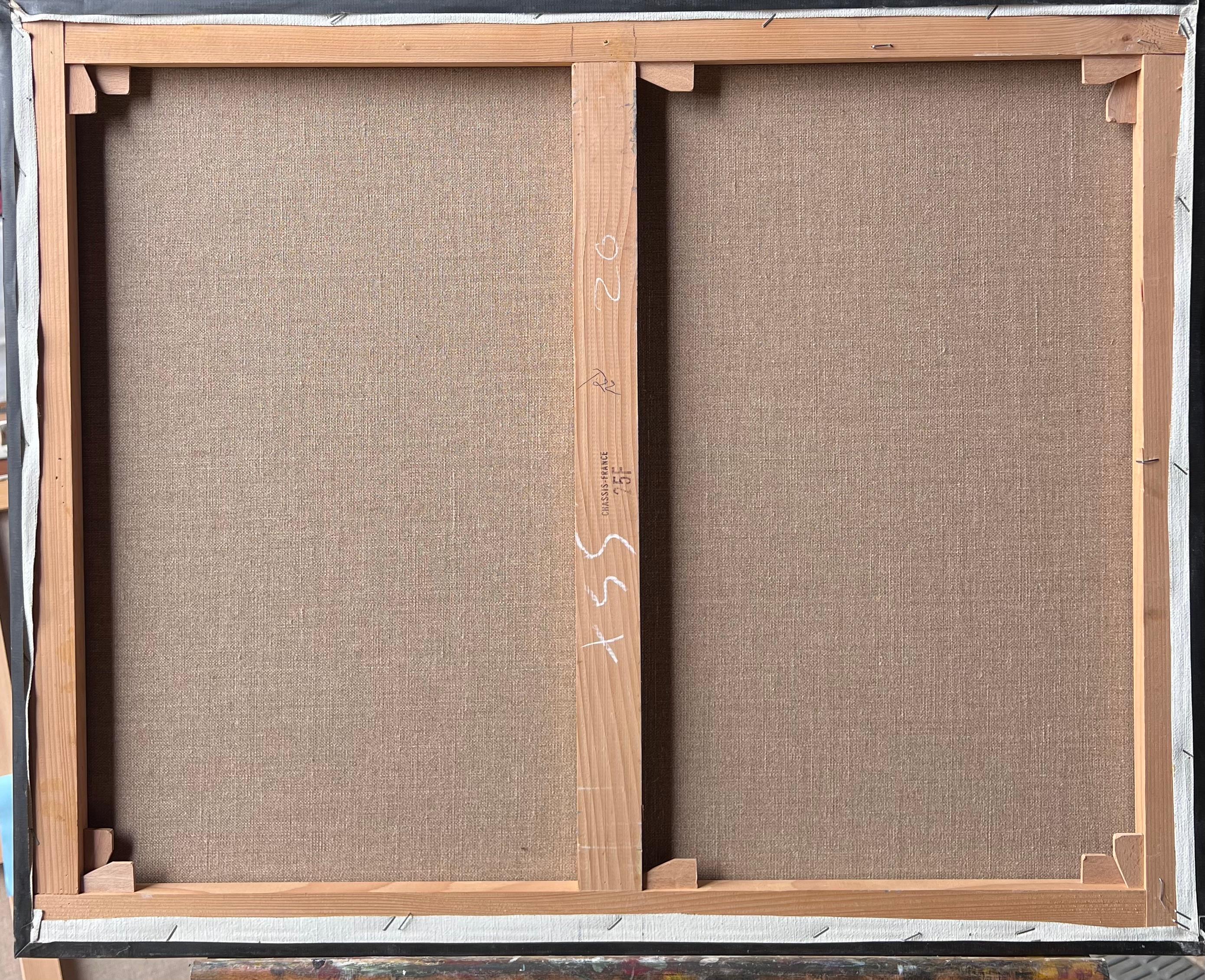 Enorme cuadro al óleo francés contemporáneo Bonnieux Luberon Provence Village en venta 5