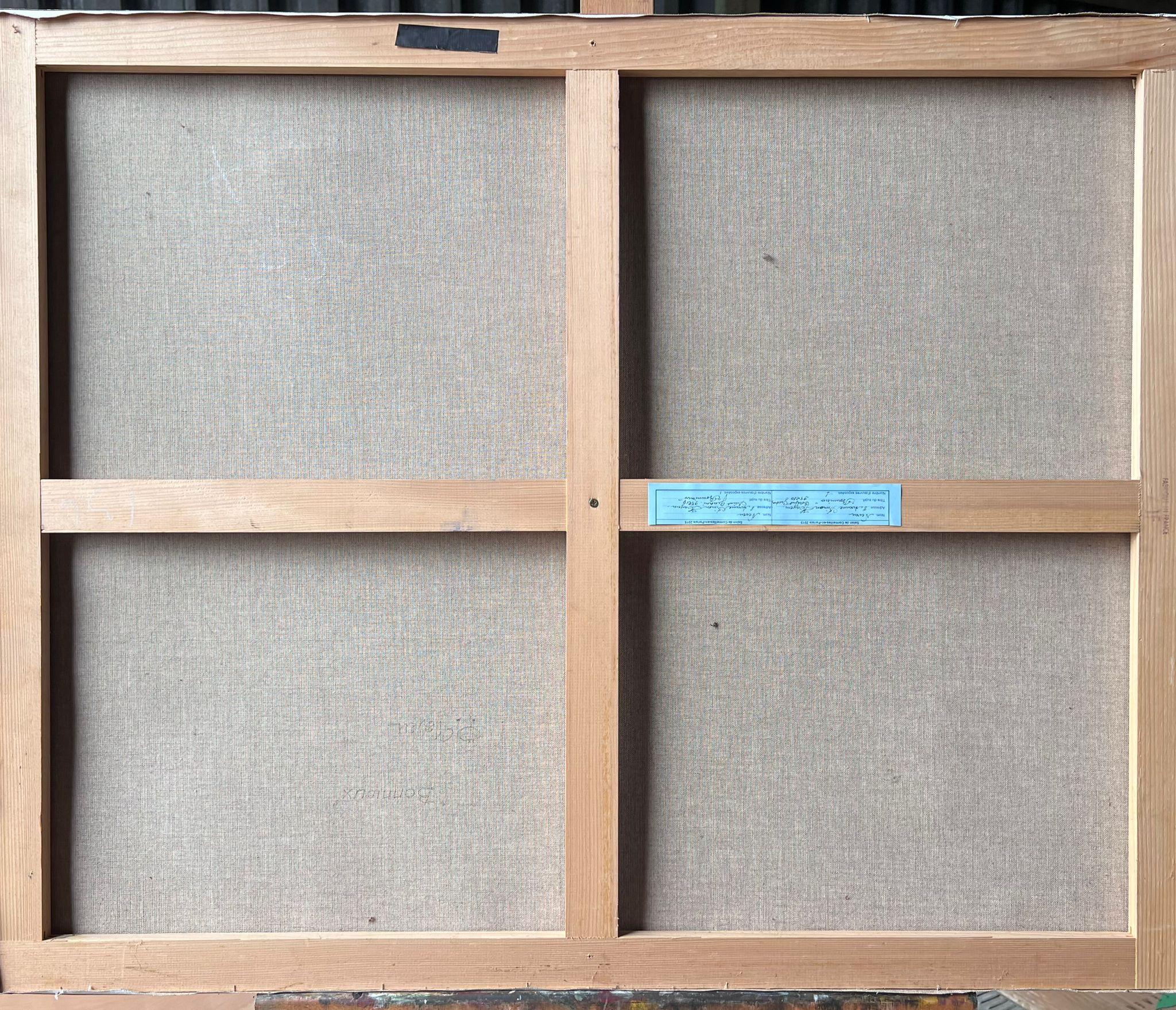 Enorme cuadro al óleo francés contemporáneo Bonnieux Luberon Provence Village en venta 7