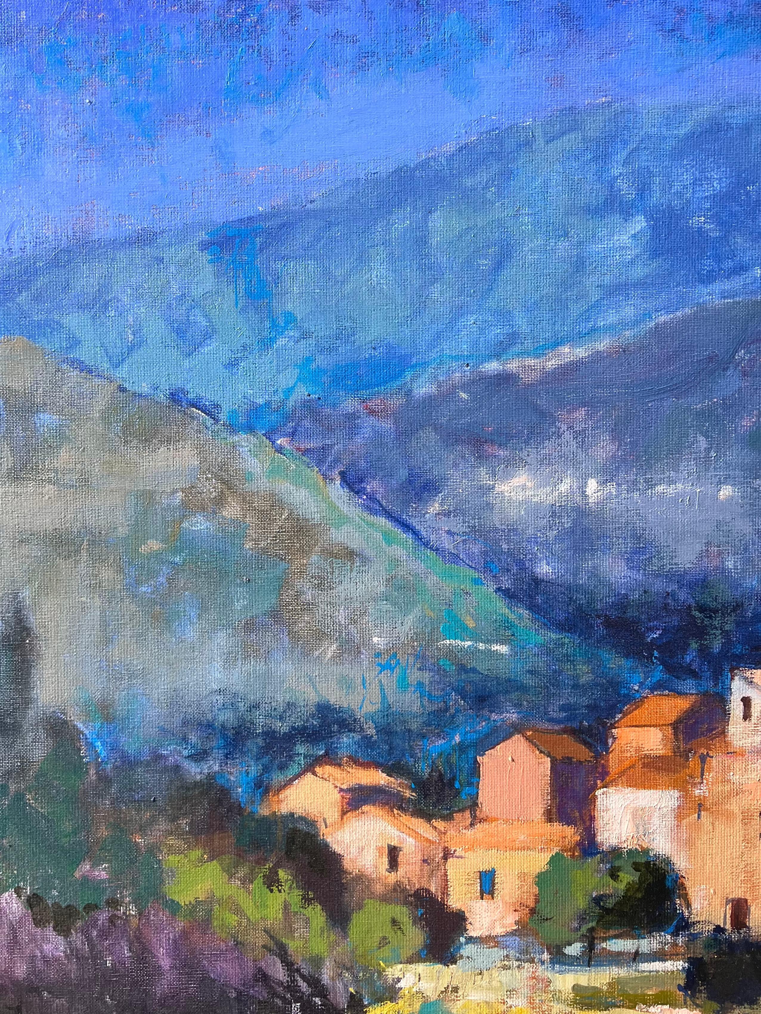 Riesige Französisch Post Impressionist signiert Öl Lourmarin Luberon Tal Provence im Angebot 2