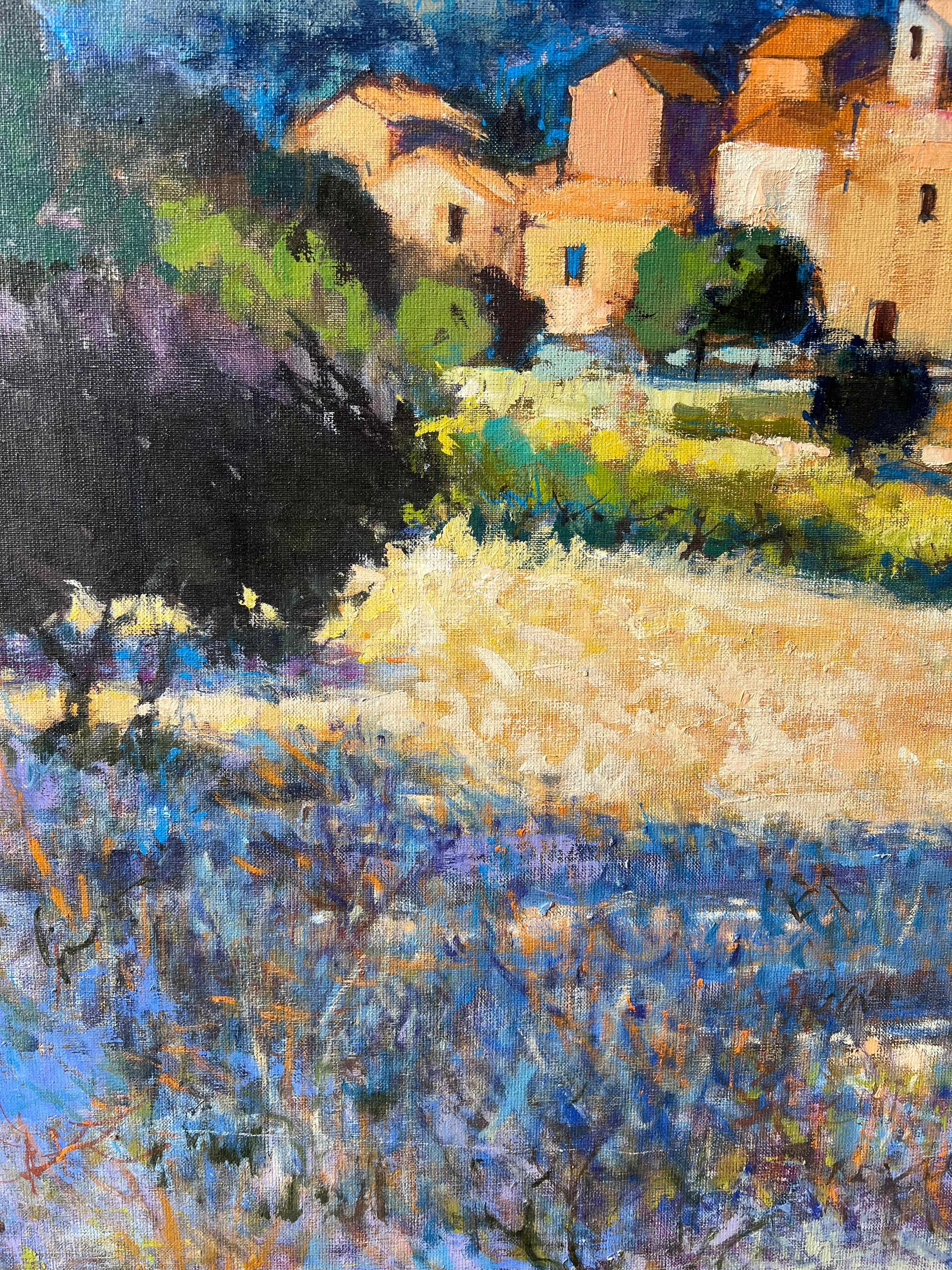 Riesige Französisch Post Impressionist signiert Öl Lourmarin Luberon Tal Provence im Angebot 4