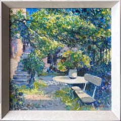 Le Jardin en Provence Old Stone Garden & House French Impressionist Oil Painting