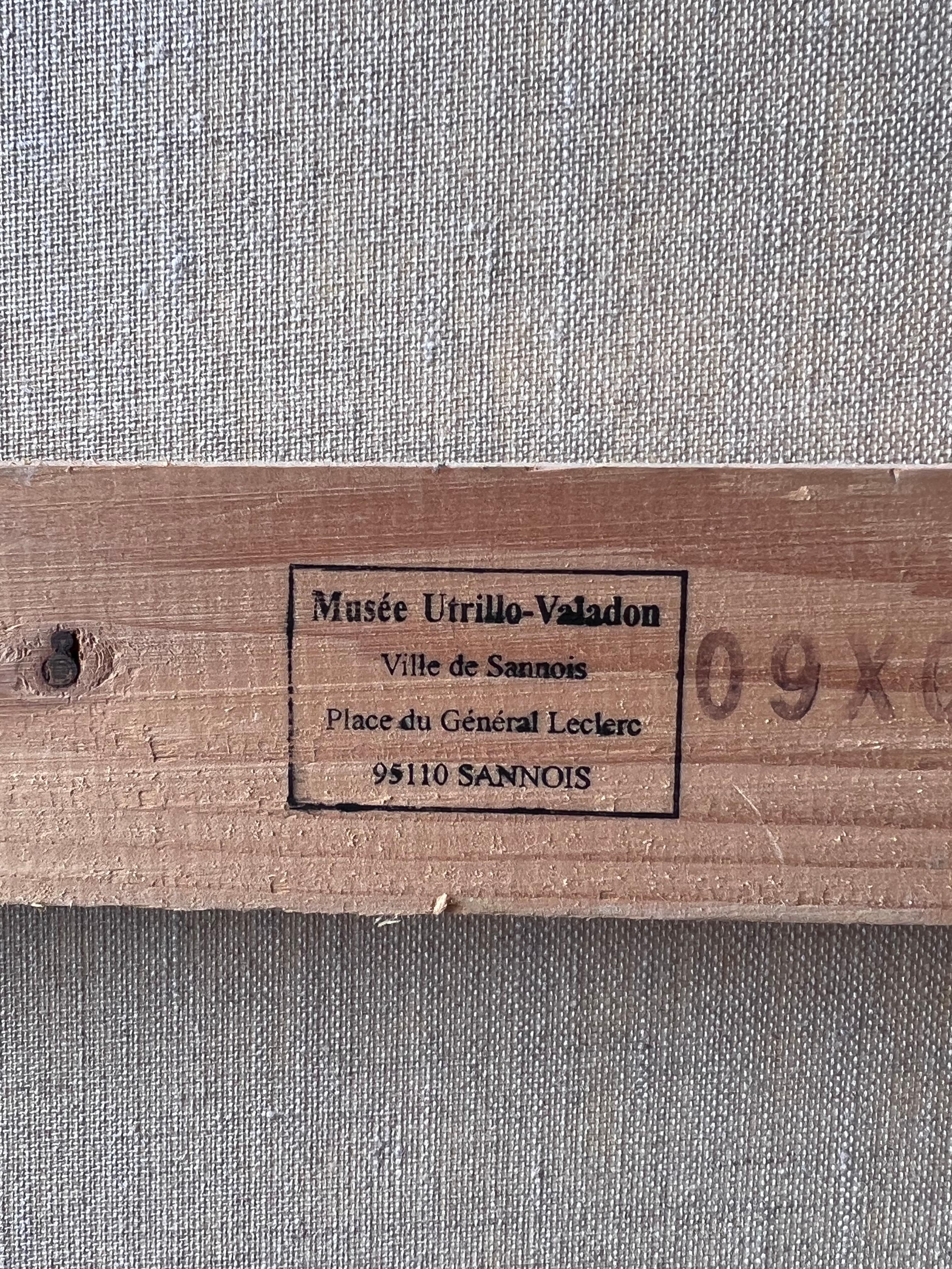 Alte provenzalische Dorfhäuser und blaue Bank Französisch Post Impressionist Ölgemälde im Angebot 4