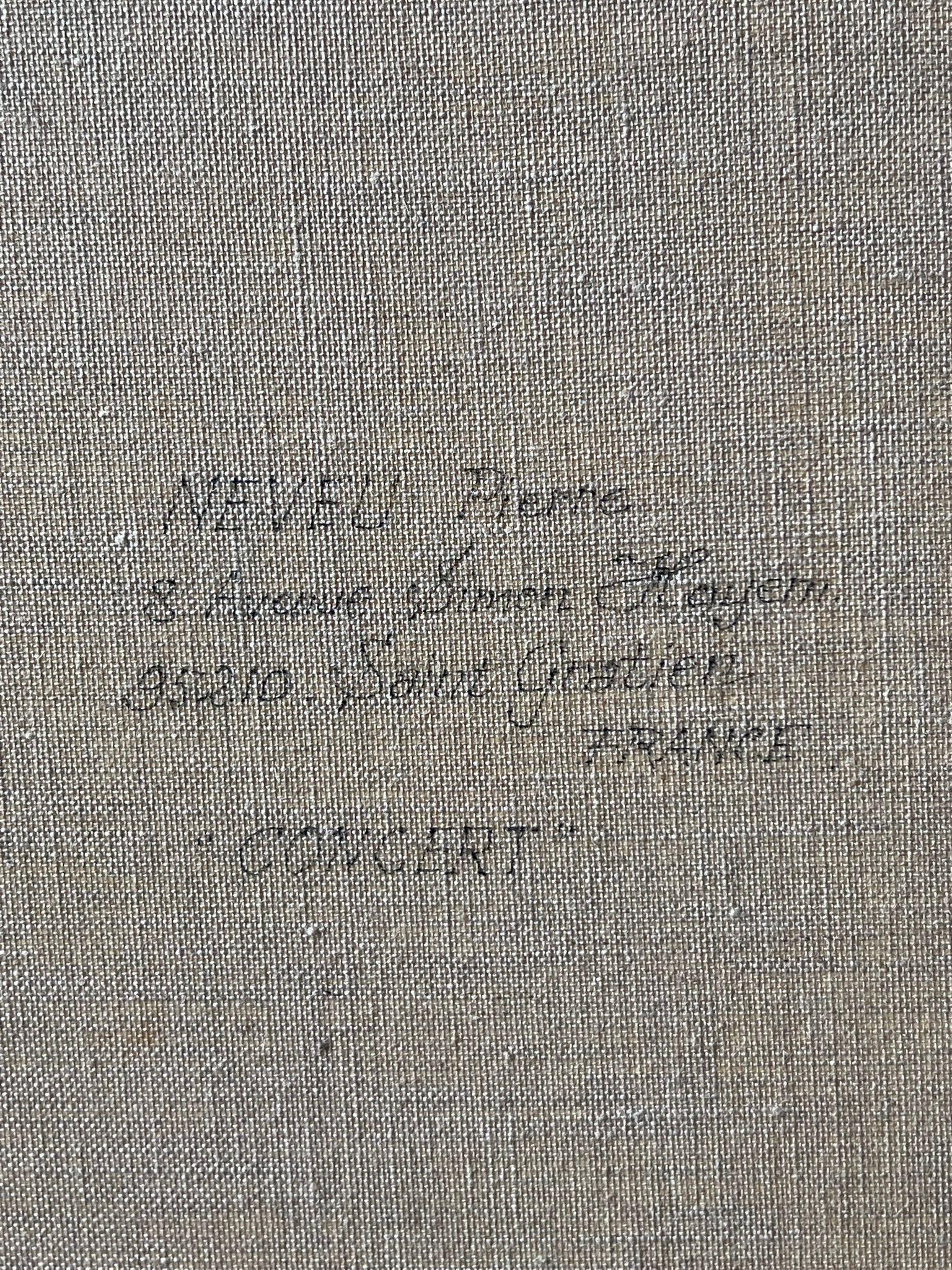 Orchester Musiker spielen Cellos und Geigen in warmer Konzertszene Französisches Öl im Angebot 2