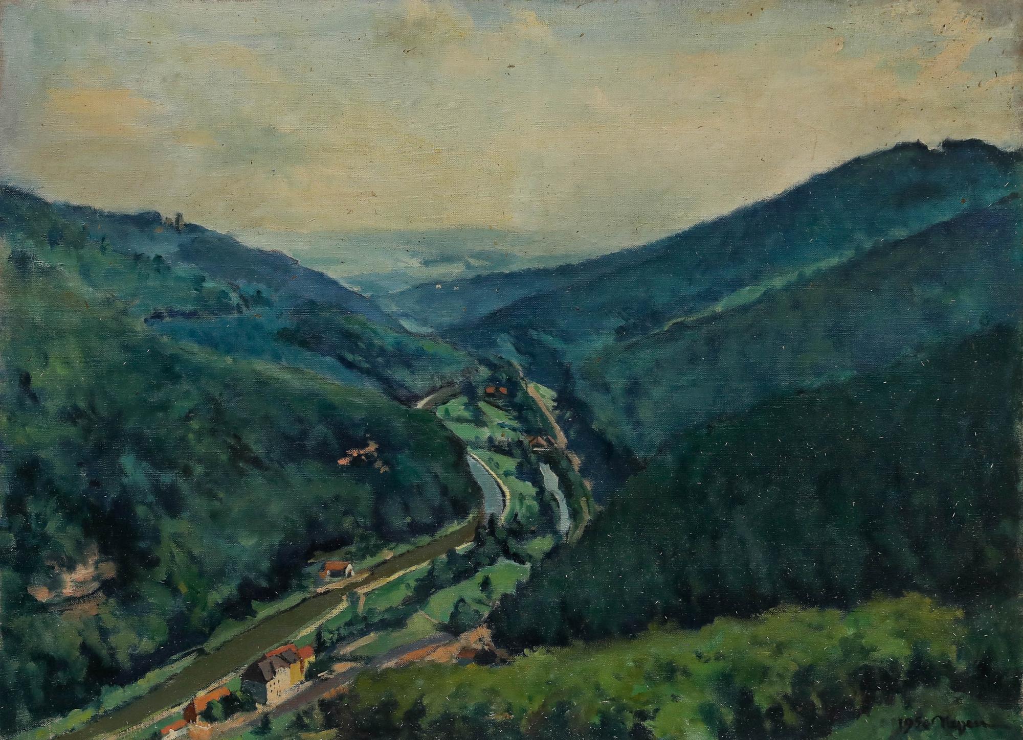 Pierre Neveu (b.1929) - 1950 Oil, Road Through The Valley For Sale 1