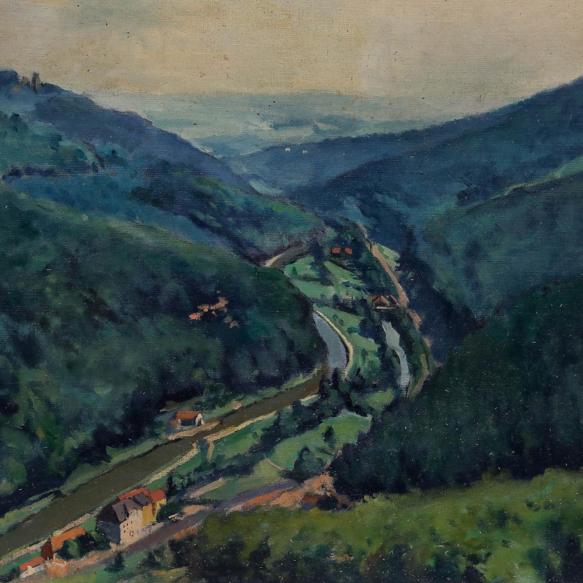 Pierre Neveu (b.1929) - 1950 Oil, Road Through The Valley For Sale 3