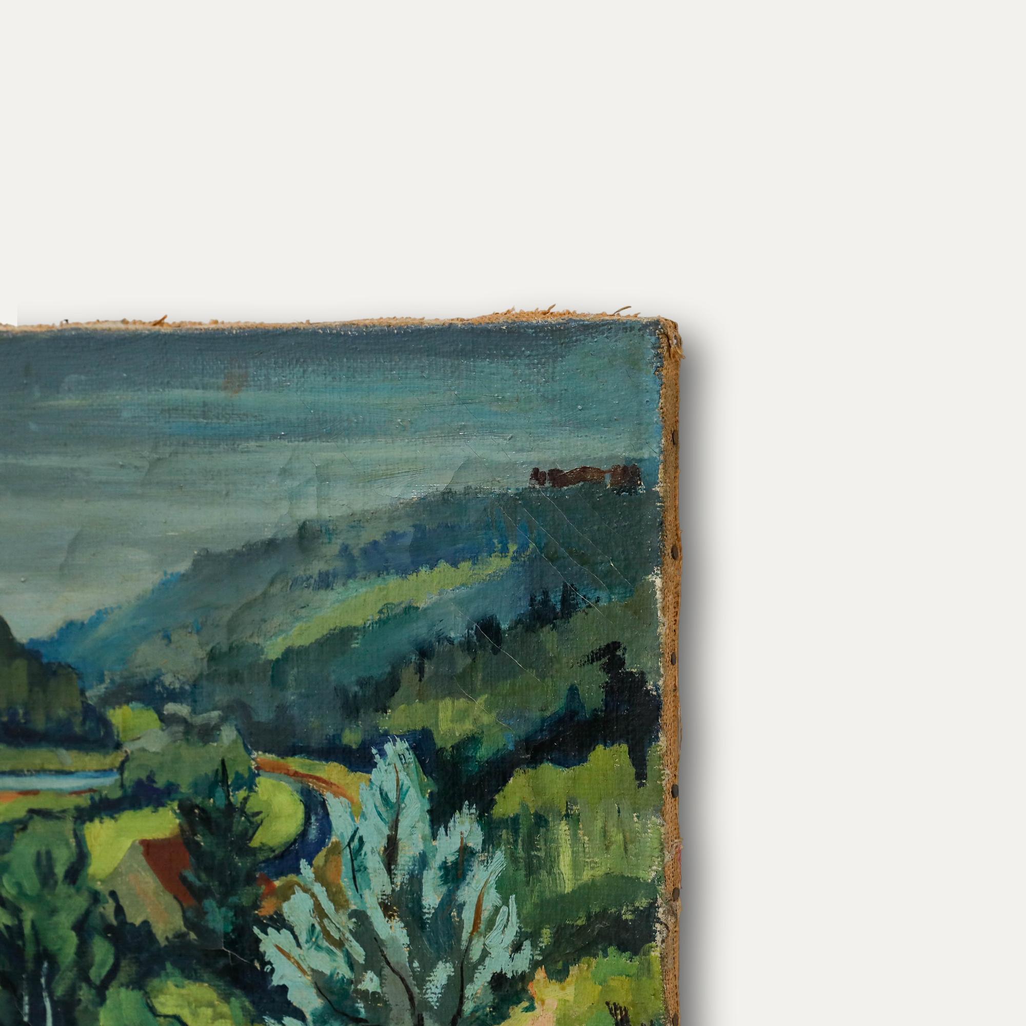Pierre Neveu (b.1929) - 1953 Oil, Countryside in Bloom For Sale 4
