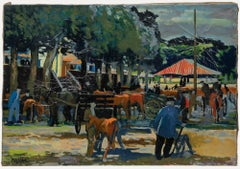 Pierre Neveu (b.1929) - 20th Century Oil, Cattle Market