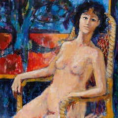 Pierre Neveu (geb.1929) - 20. Jahrhundert Öl, Akt im Sessel II