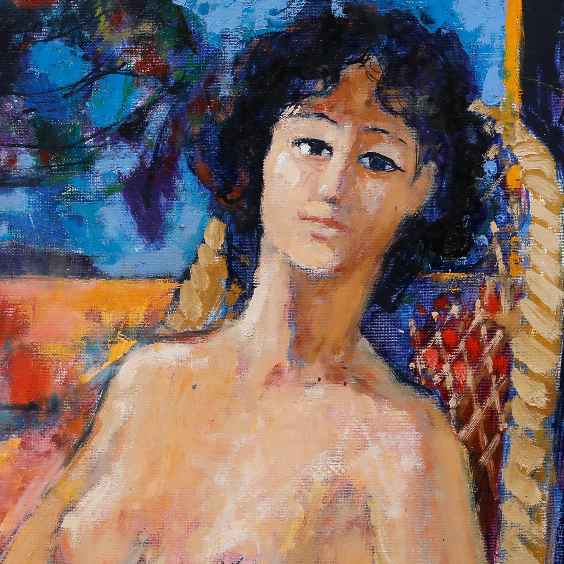 Pierre Neveu (b.1929) - 20th Century Oil, Nude in Armchair II For Sale 3