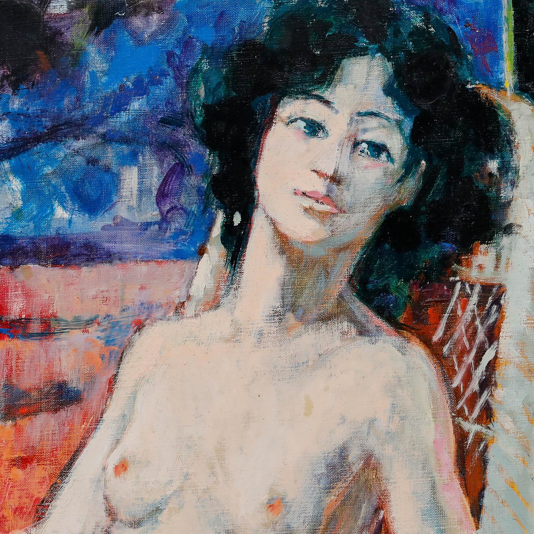 Pierre Neveu (b.1929) - 20th Century Oil, Nude in the Armchair For Sale 3