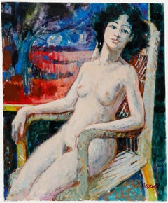 Pierre Neveu (b.1929) - 20th Century Oil, Nude in the Armchair