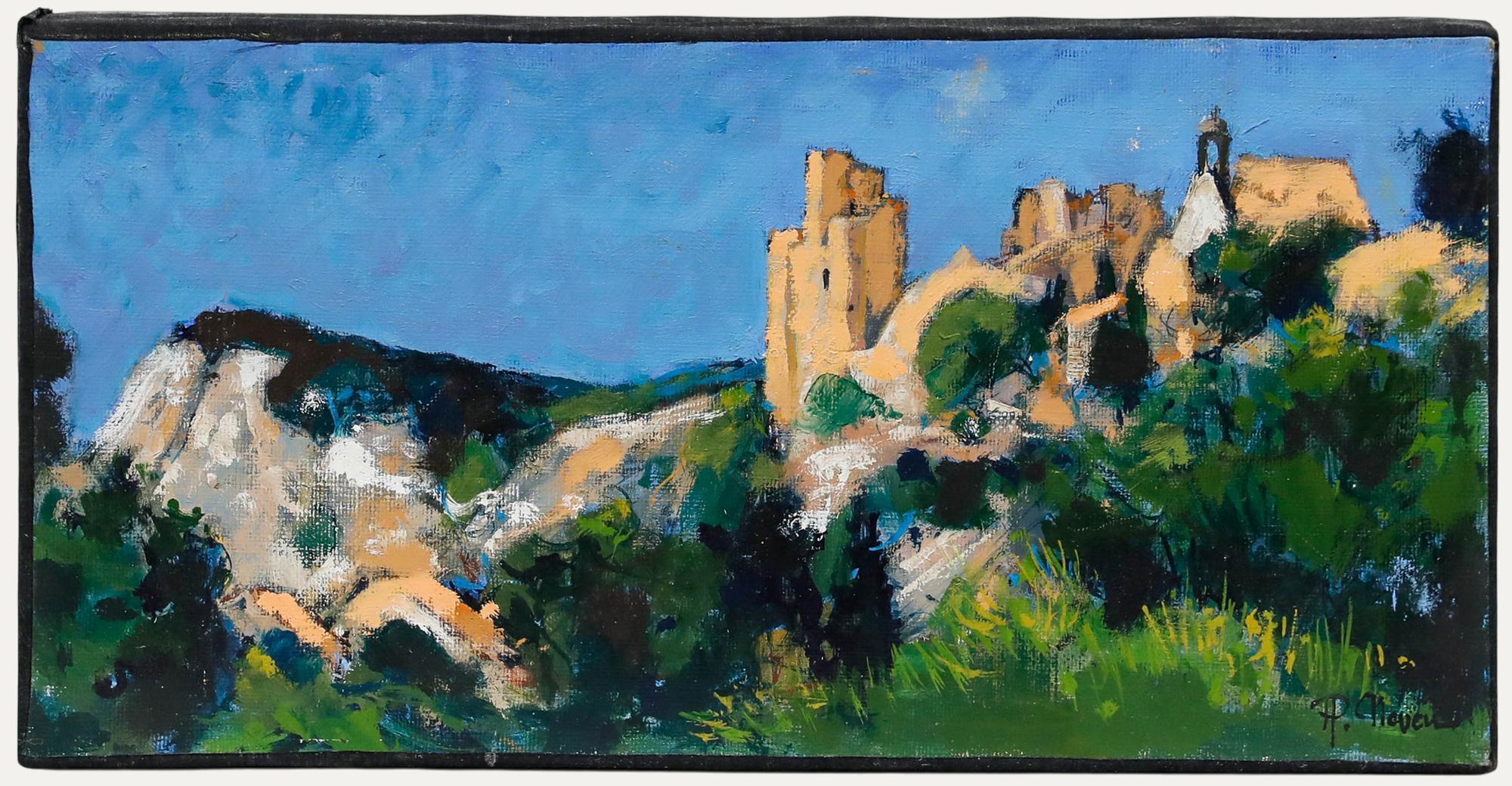 Pierre Neveu (b.1929) - Tallar, oil on canvas. A bold impressionist study of rocky cliffs near the rural village of Taller, southwestern France. Signed lower right. Titled verso. 