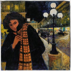 Pierre Neveu (b.1929) - Contemporary Oil, A Cold Night in Paris