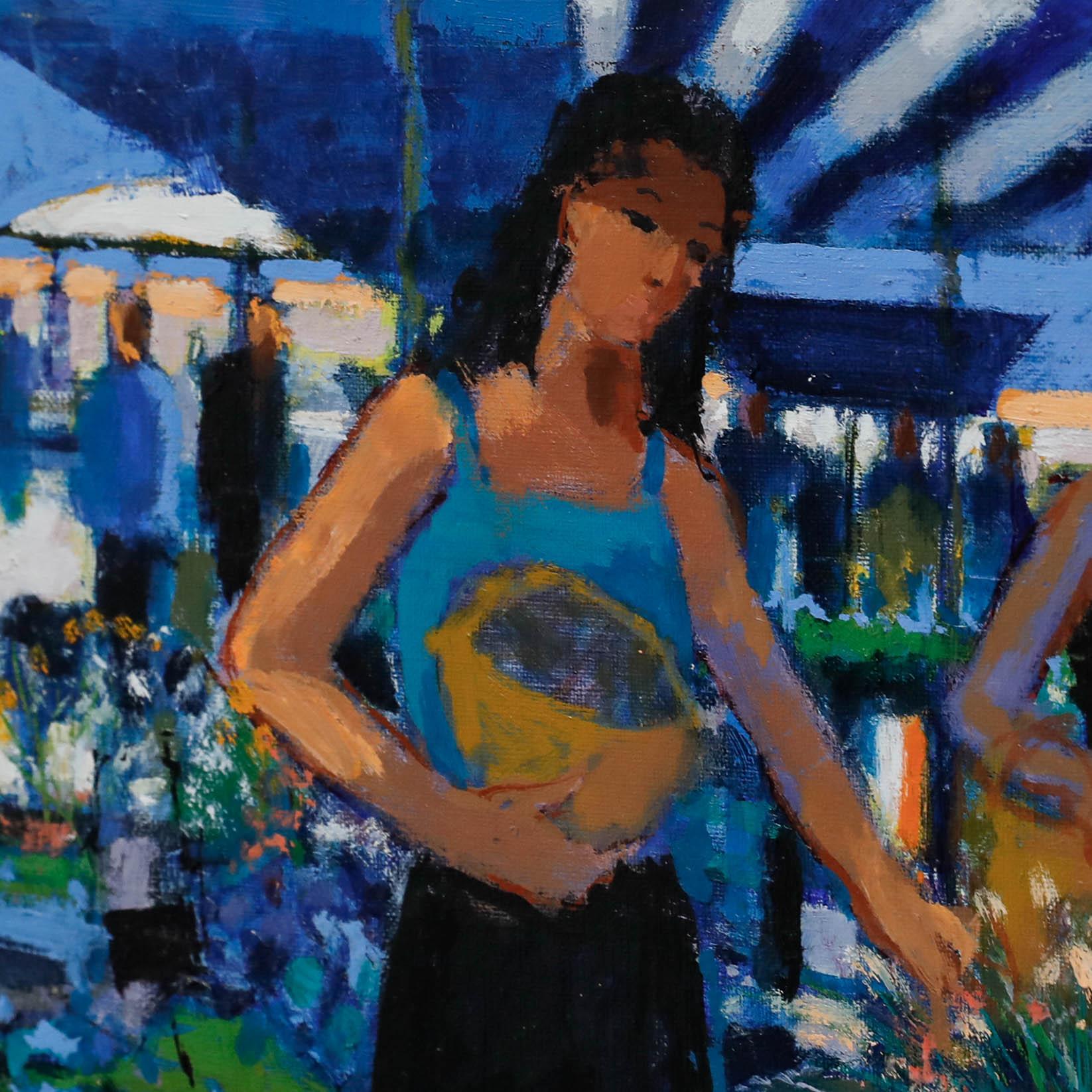 Pierre Neveu (nato nel 1929) - Olio contemporaneo, Al mercato della frutta in vendita 3