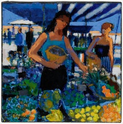 Pierre Neveu (nato nel 1929) - Olio contemporaneo, Al mercato della frutta