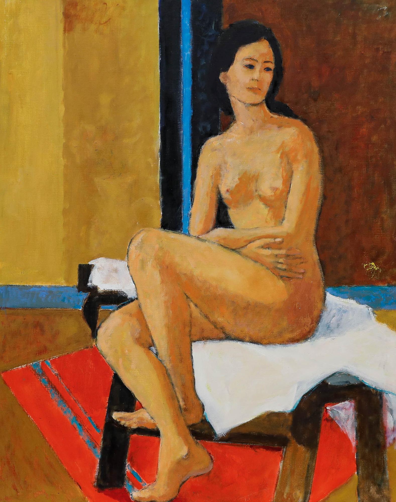 Pierre Neveu (b.1929) - Contemporary Oil, Blue Eyed Lady For Sale 1