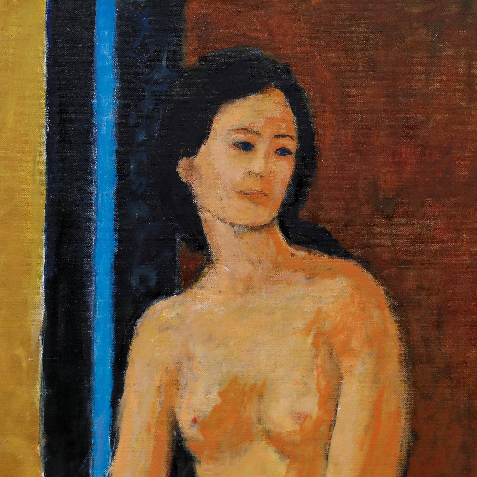 Pierre Neveu (b.1929) - Contemporary Oil, Blue Eyed Lady For Sale 3