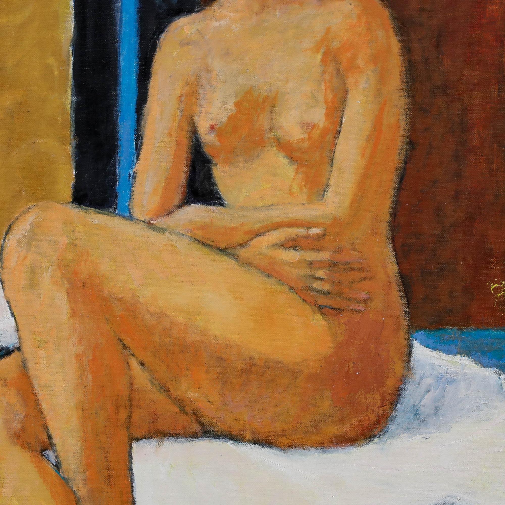 Pierre Neveu (b.1929) - Contemporary Oil, Blue Eyed Lady For Sale 4