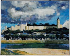 Pierre Neveu (b.1929) - Contemporary Oil, Castle at Chinon on the River