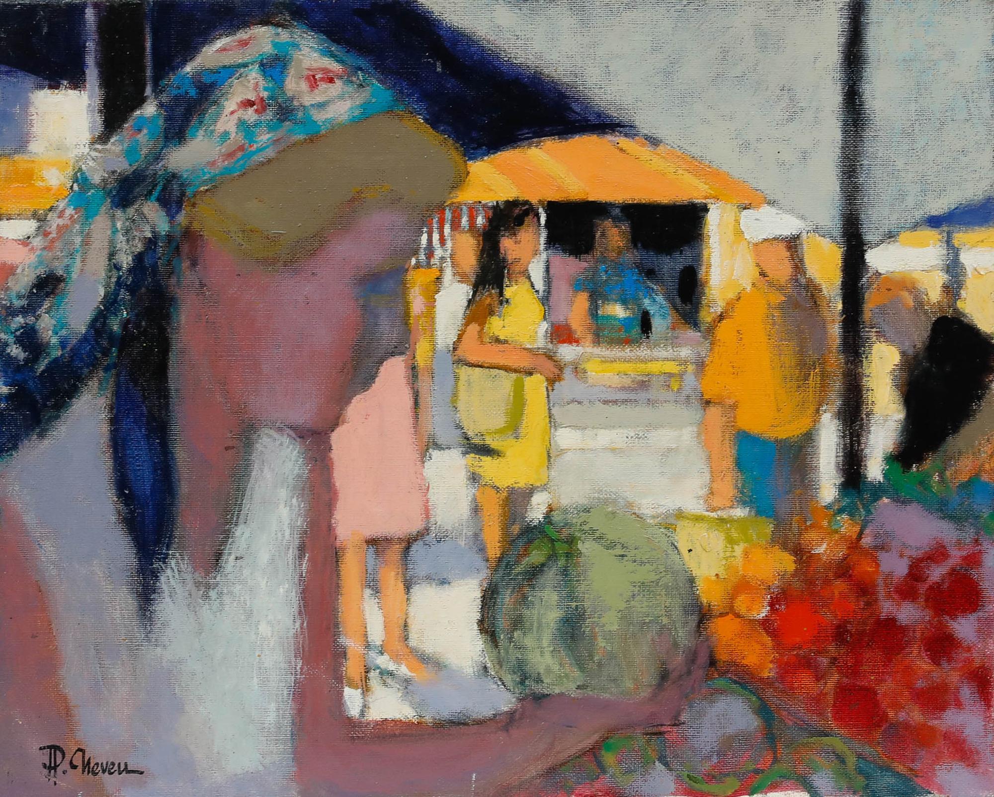 Pierre Neveu (b.1929) - Contemporary Oil, Les Marché Aux Melons For Sale 1