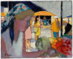 Pierre Neveu (b.1929) - Contemporary Oil, Les Marché Aux Melons
