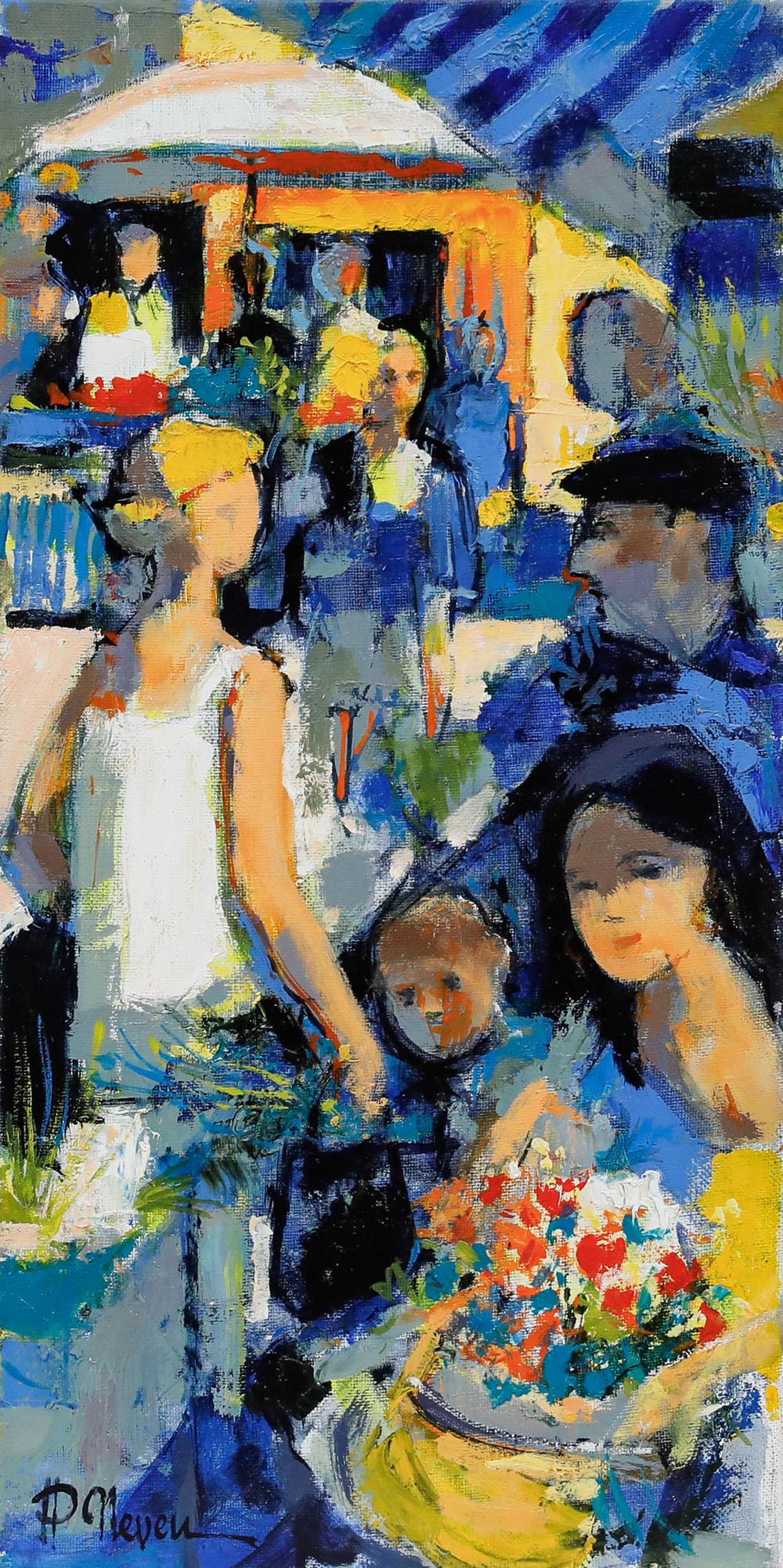 Pierre Neveu (b.1929) - Contemporary Oil, The Flower Market For Sale 1