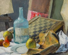 Pierre Neveu (b.1929) - Framed 20th Century Oil, Still Life with Draughts Board