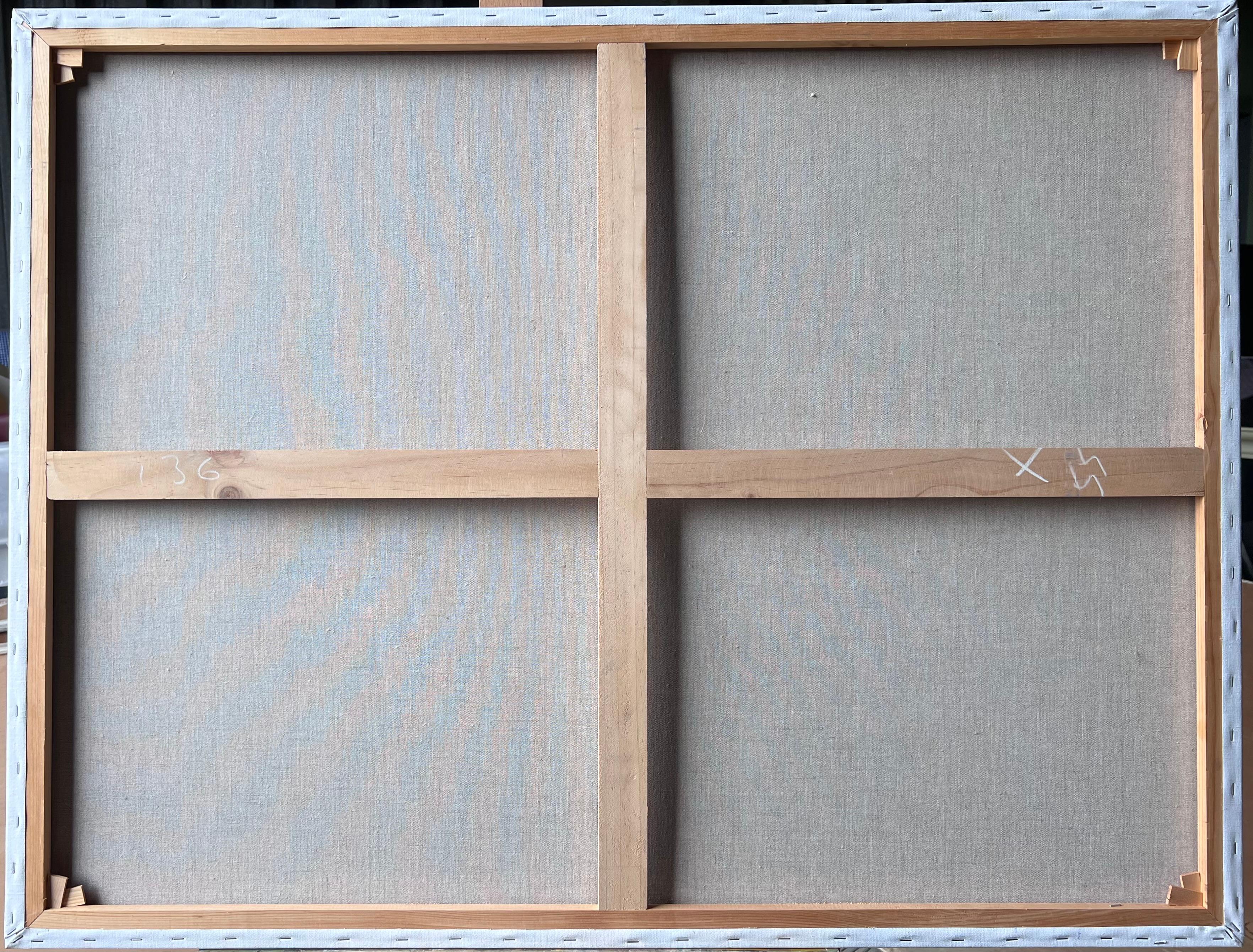 Seaside Cafe Szene mit Diners mit Blick auf Boote und Villa Ein Französisch Ölgemälde im Angebot 4