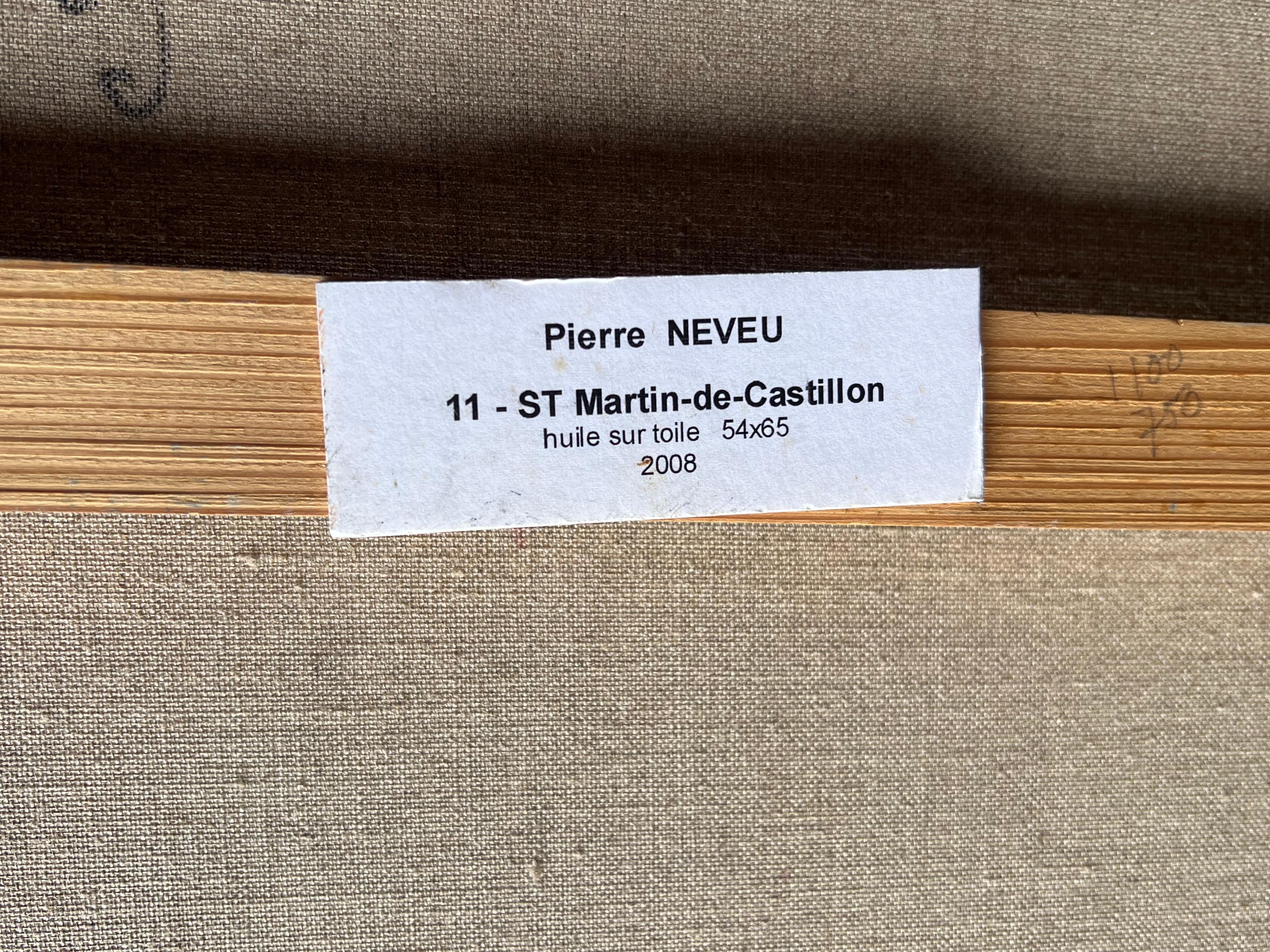 St Martin De Castillon Sunny Mountain Village Way Old Houses Französisches Ölgemälde im Angebot 5