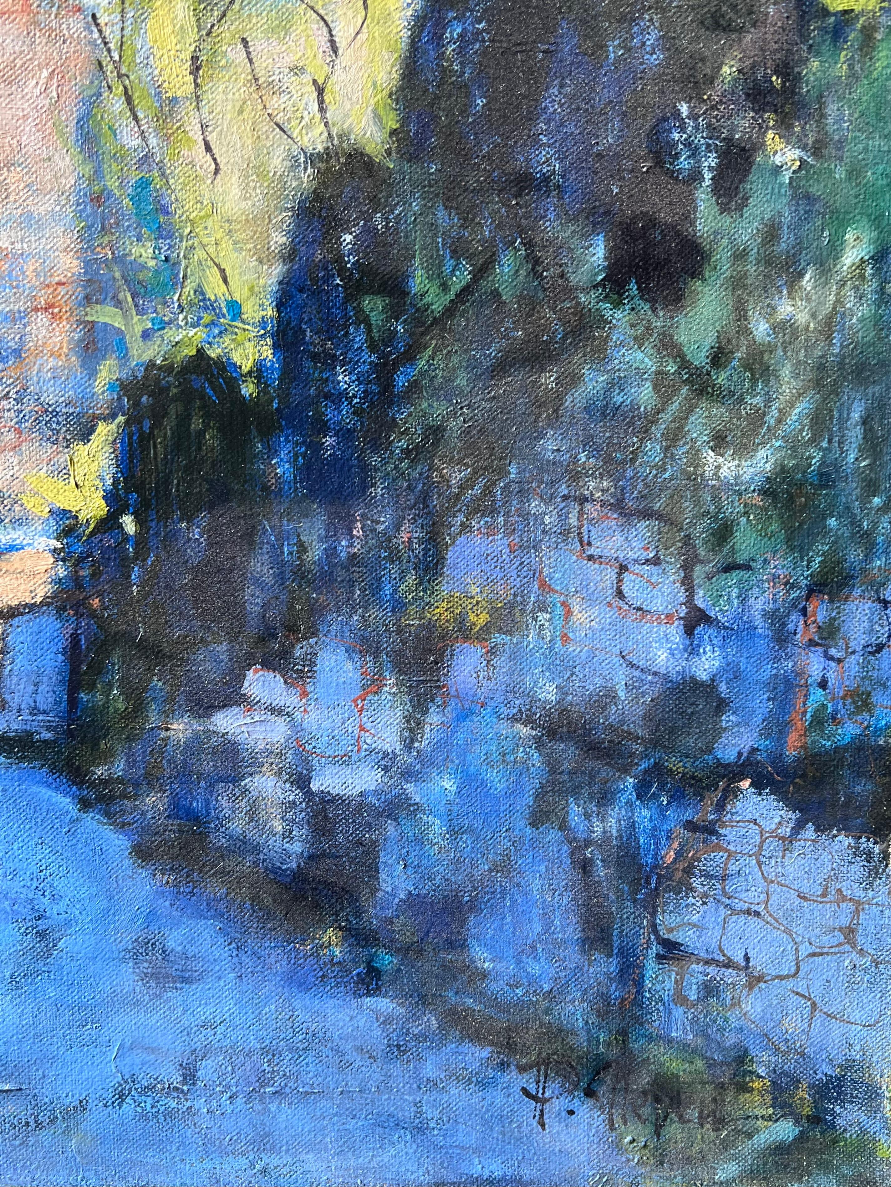 St Martin De Castillon Sunny Mountain Village Way Old Houses Französisches Ölgemälde (Post-Impressionismus), Painting, von Pierre Neveu