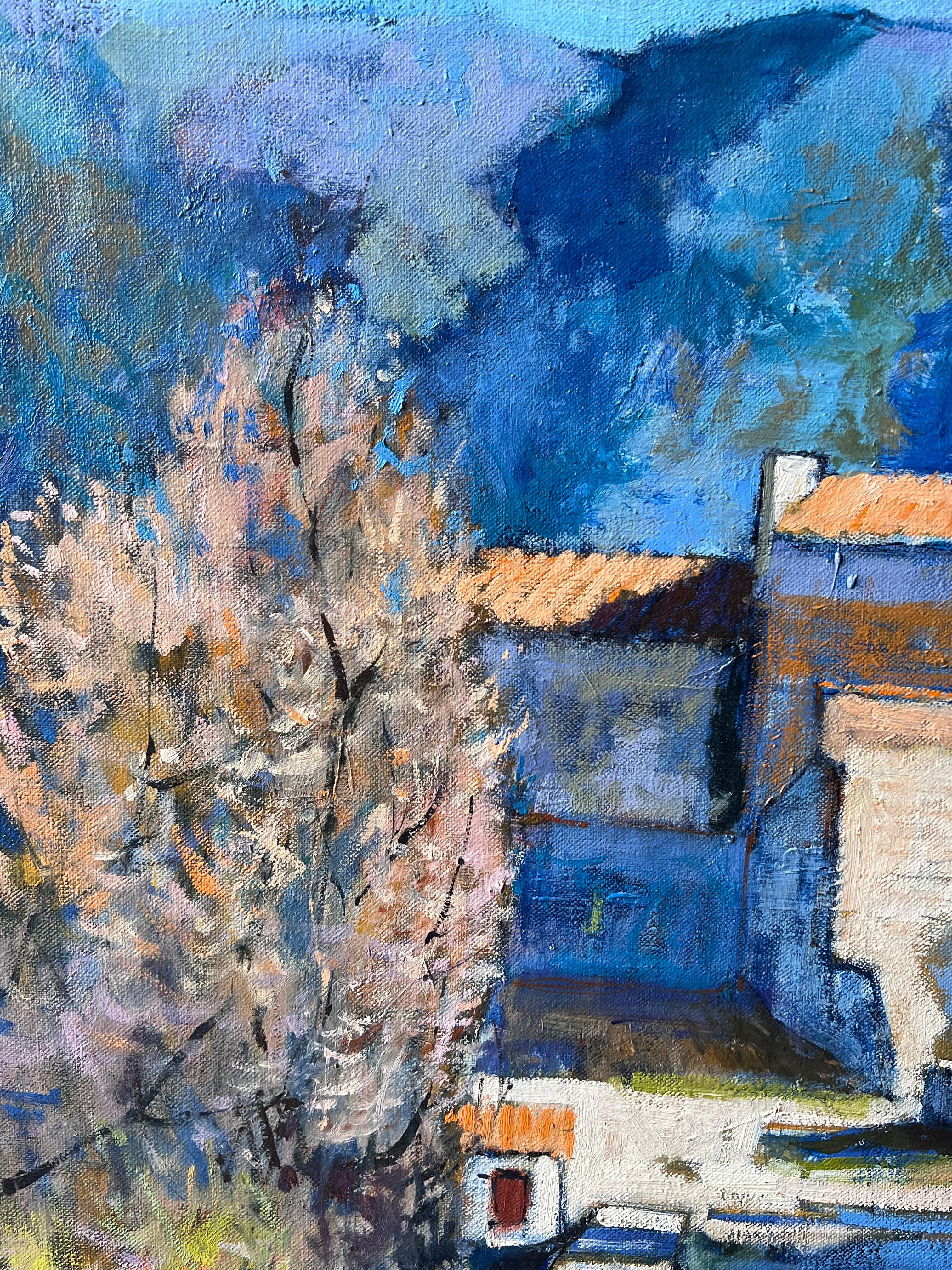 St. Martin de Castillon 
Künstler: Pierre Neveu (Franzose, geb. 1929)
signiert unten rechts
Medium: Öl auf Leinwand, ungerahmt
Leinwand: 21,5 x 26 Zoll
Zustand: Guter und gesunder Zustand
Verso beschriftet
Provenienz: Aus dem Atelierverkauf des