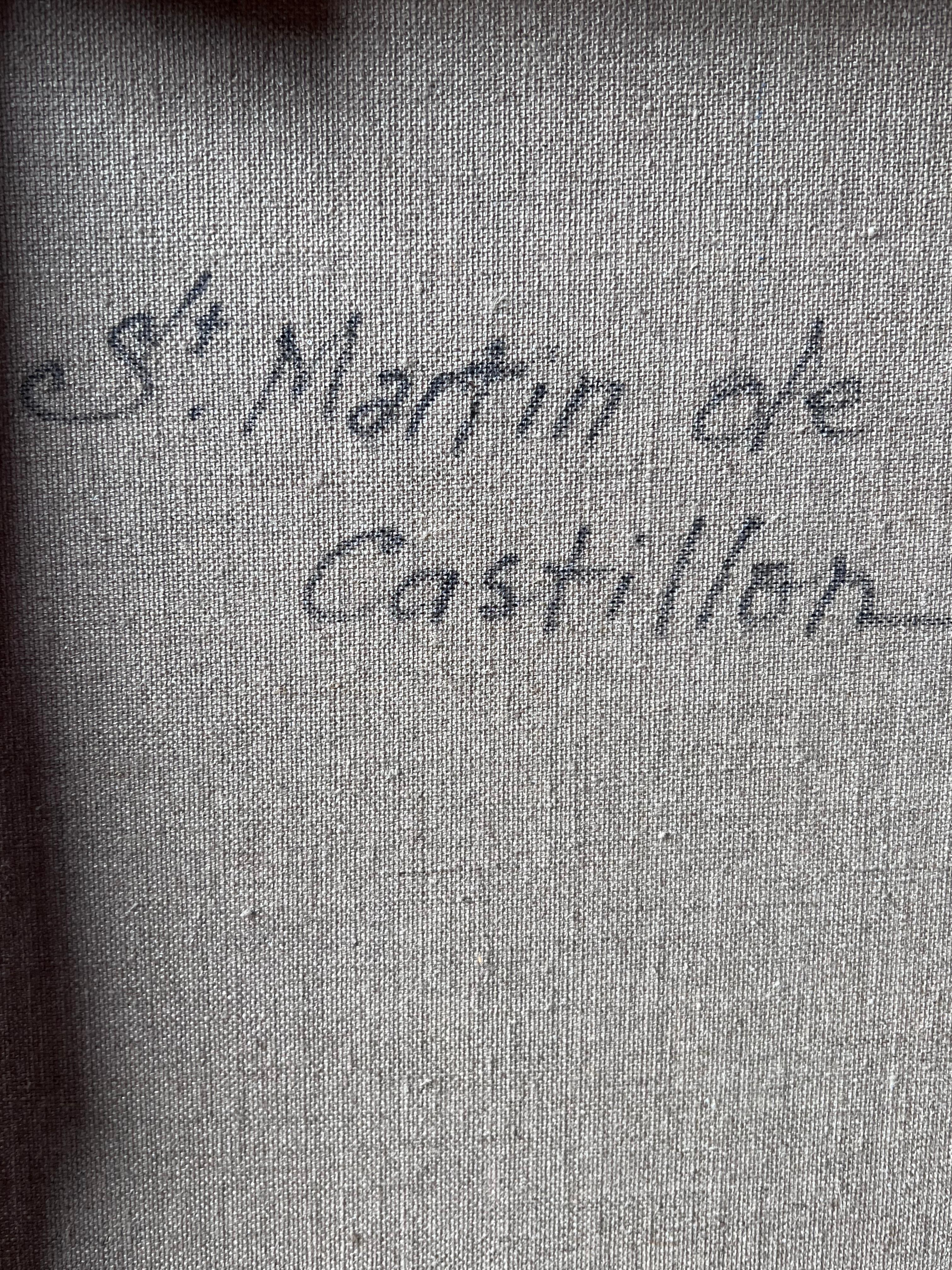 St Martin De Castillon Sunny Mountain Village Way Old Houses Französisches Ölgemälde im Angebot 3