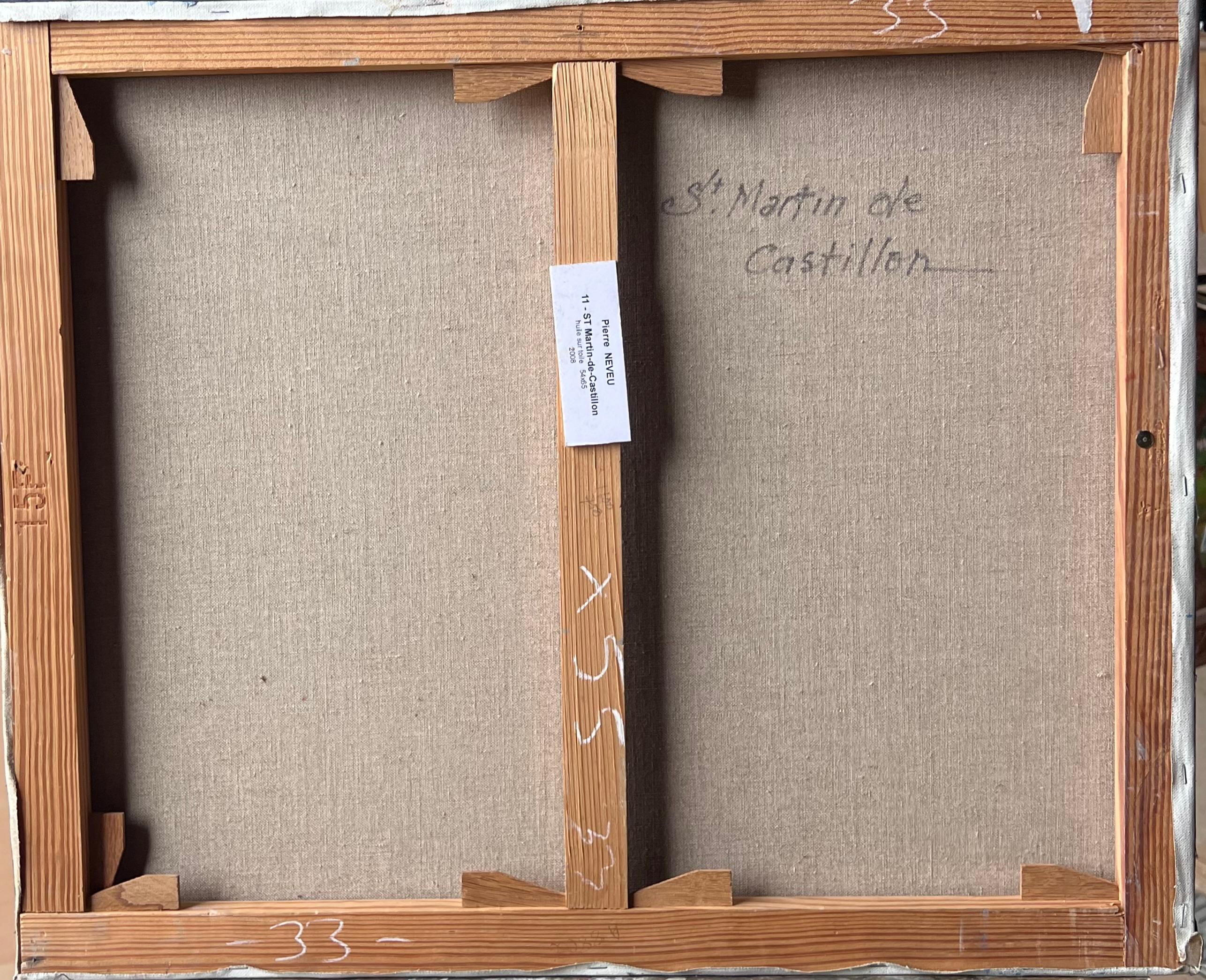 St Martin De Castillon Sunny Mountain Village Way Old Houses Französisches Ölgemälde im Angebot 4