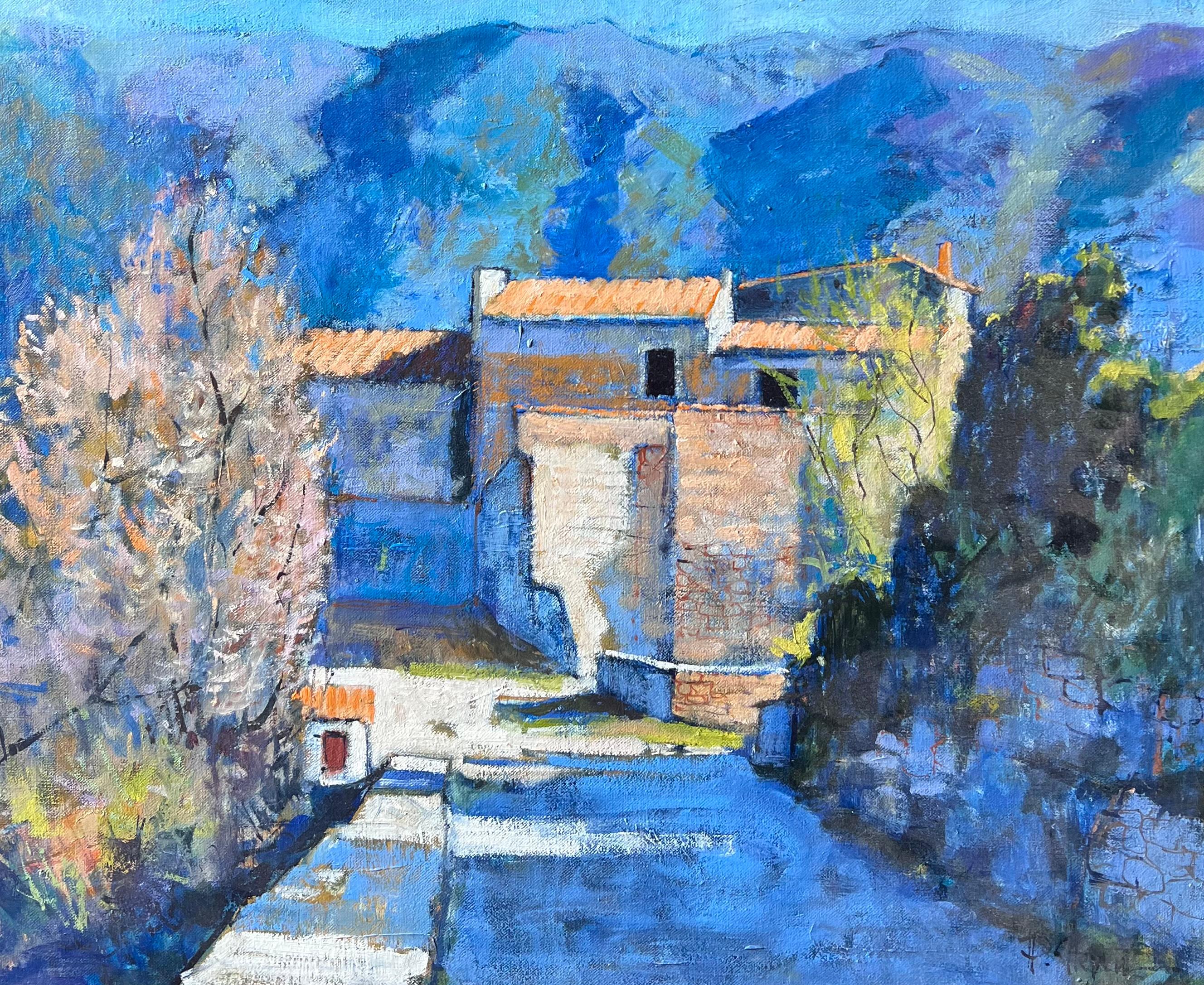 St Martin De Castillon Village de montagne ensoleillé Chemin de vieilles maisons Peinture à l
huile française