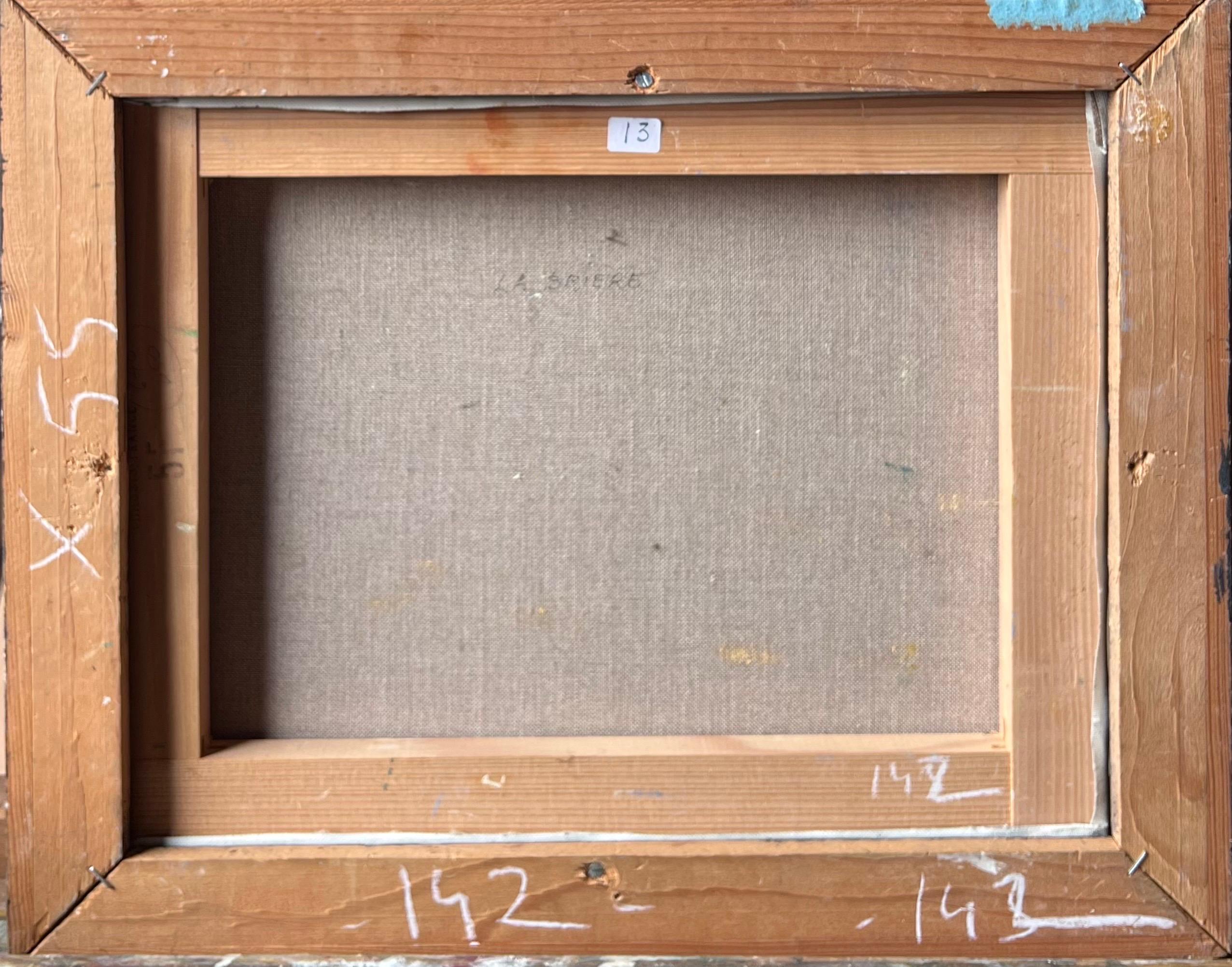 Sunlit Garden With Stone Well And Flowers Beside Shade Trees Französisches Ölgemälde im Angebot 3