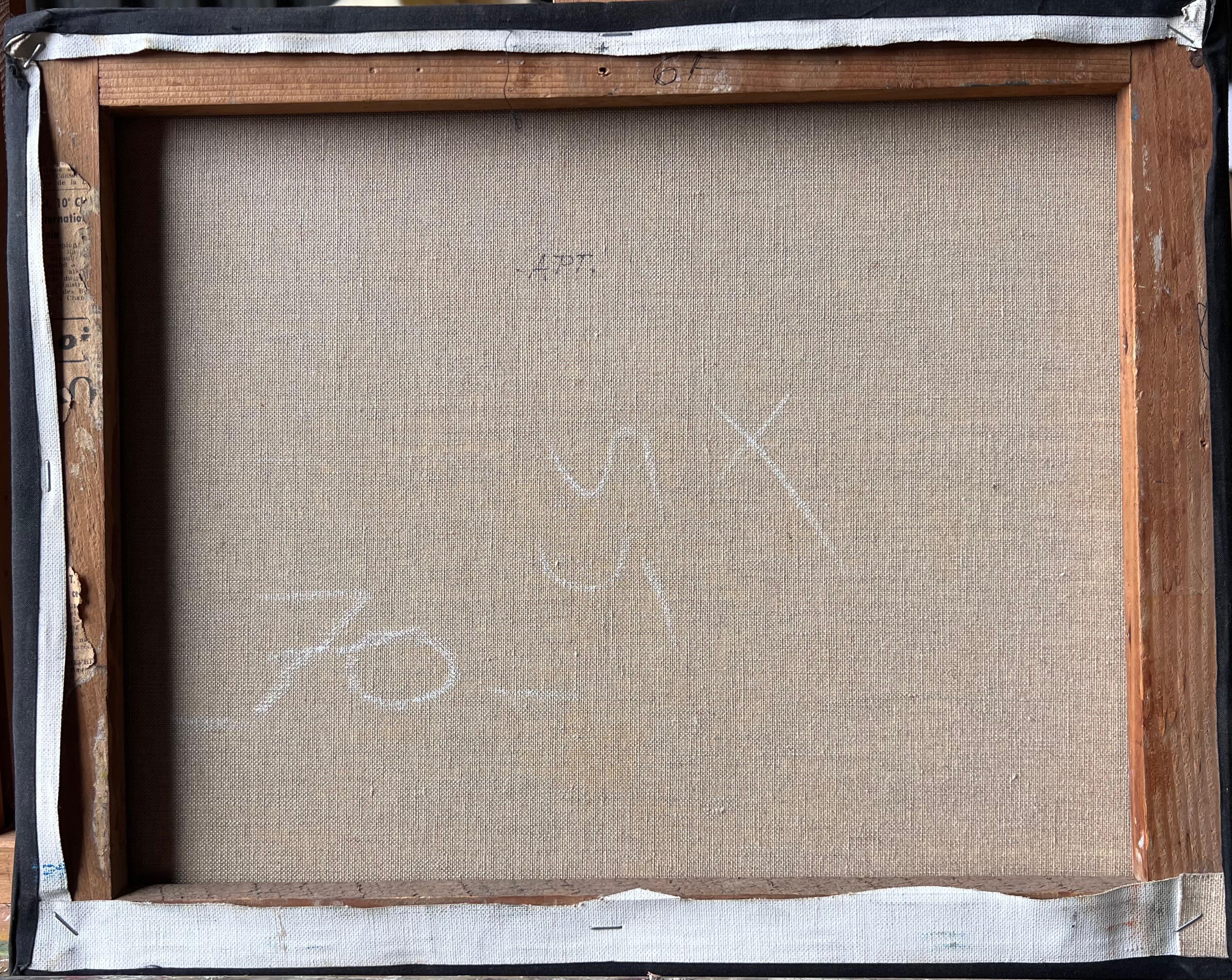 Peinture à l'huile - Mas provençal ensoleillé au milieu des arbres et des champs à Apt, France en vente 4