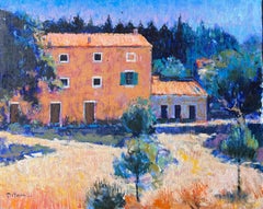 Sunlit Provencal Farmhouse Amid Trees And Fields In Apt France Oil Painting