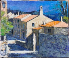 Sunlit Village Street in Provence Post Impressionist French Oil Painting