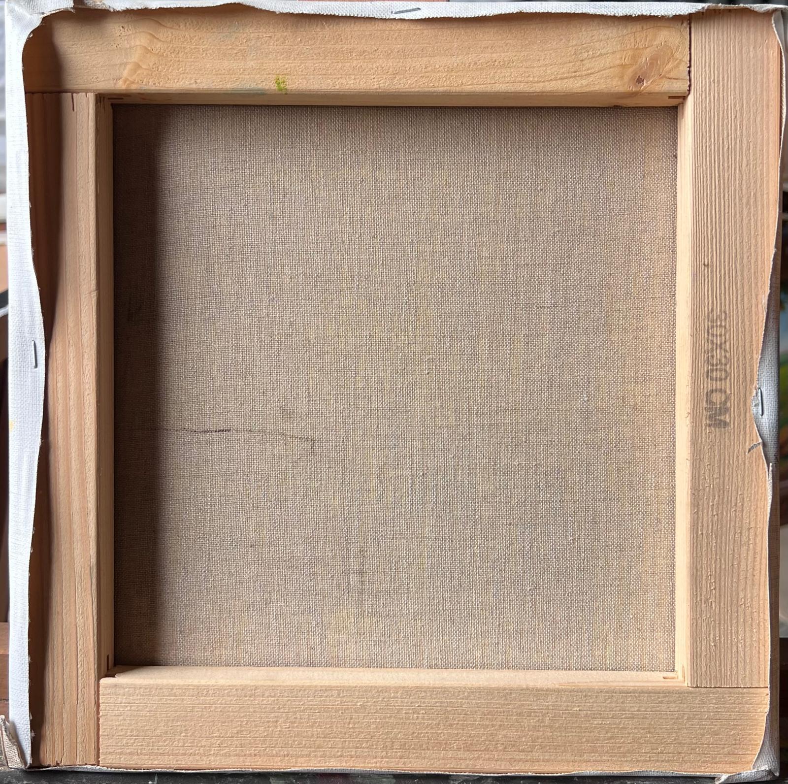 Sonnige Dachansicht mit Steinbogen und blauem Himmel über einer Townes Französisches Ölgemälde im Angebot 3