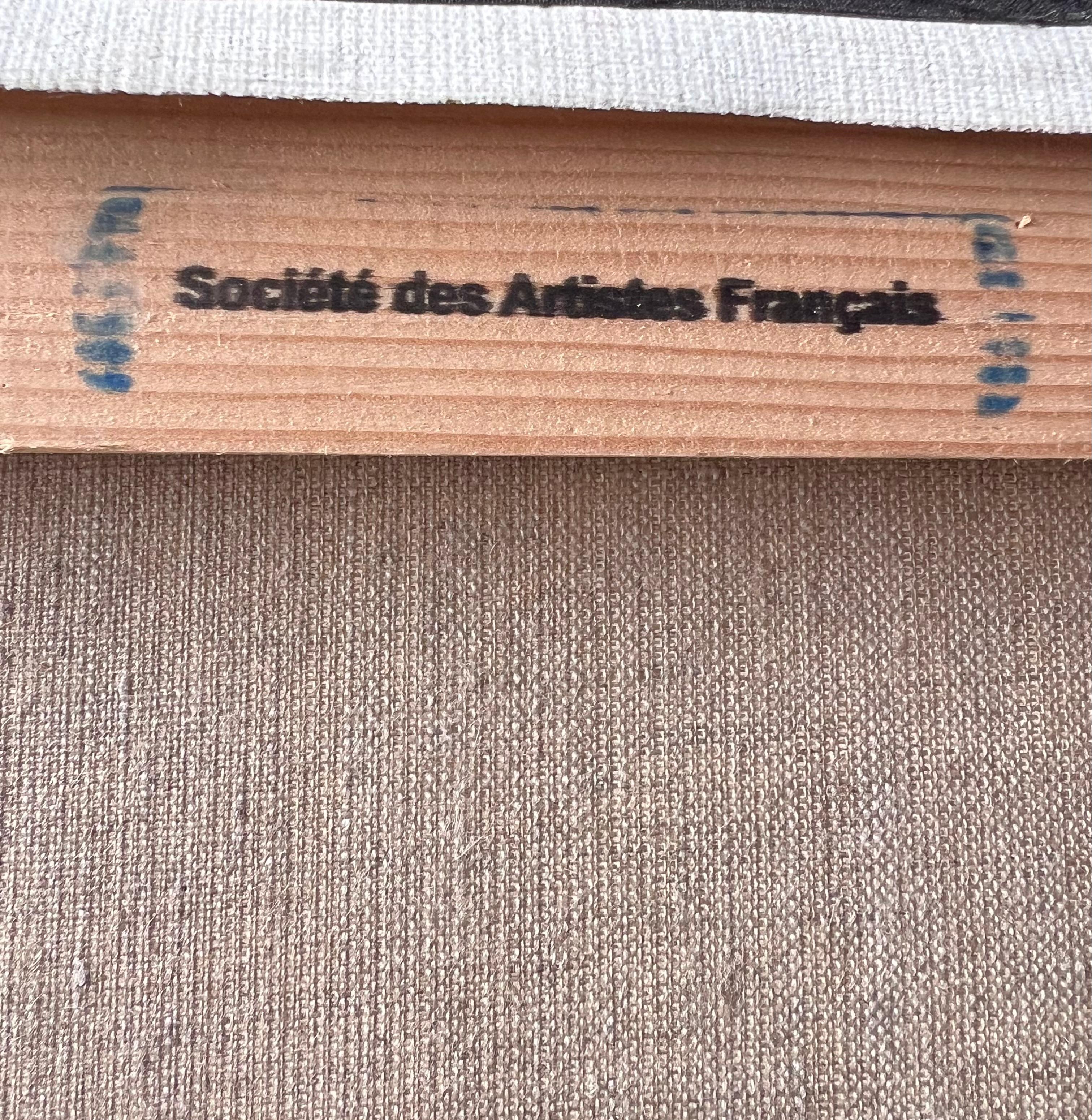 Frau in blauem geblümten Bademantel entspannt am warmen sonnenbeschienenen ruhigen Strand Französisch Ölgemälde im Angebot 3