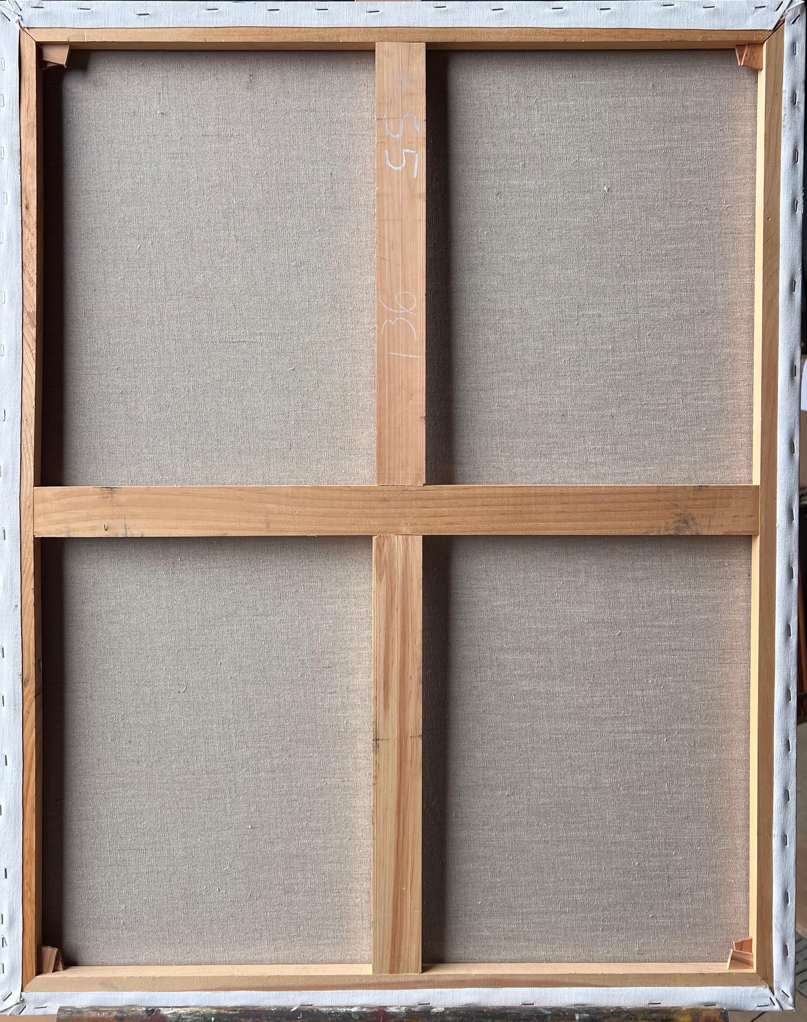 Frau Nähen neben warmen Lampe in Softlit ruhigen Innenraum Szene Französisch Ölgemälde im Angebot 2