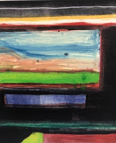 Abstract Modernist Colorful Bold Monoprint Monotype Painting Print Pierre Obando