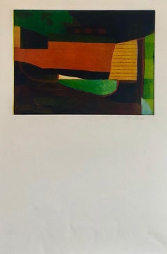 Abstract Modernist Colorful Bold Monoprint Monotype Painting Print Pierre Obando