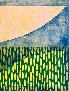 Stampa astratta modernista colorata e audace Monoprint Monotype Painting Print Pierre Obando