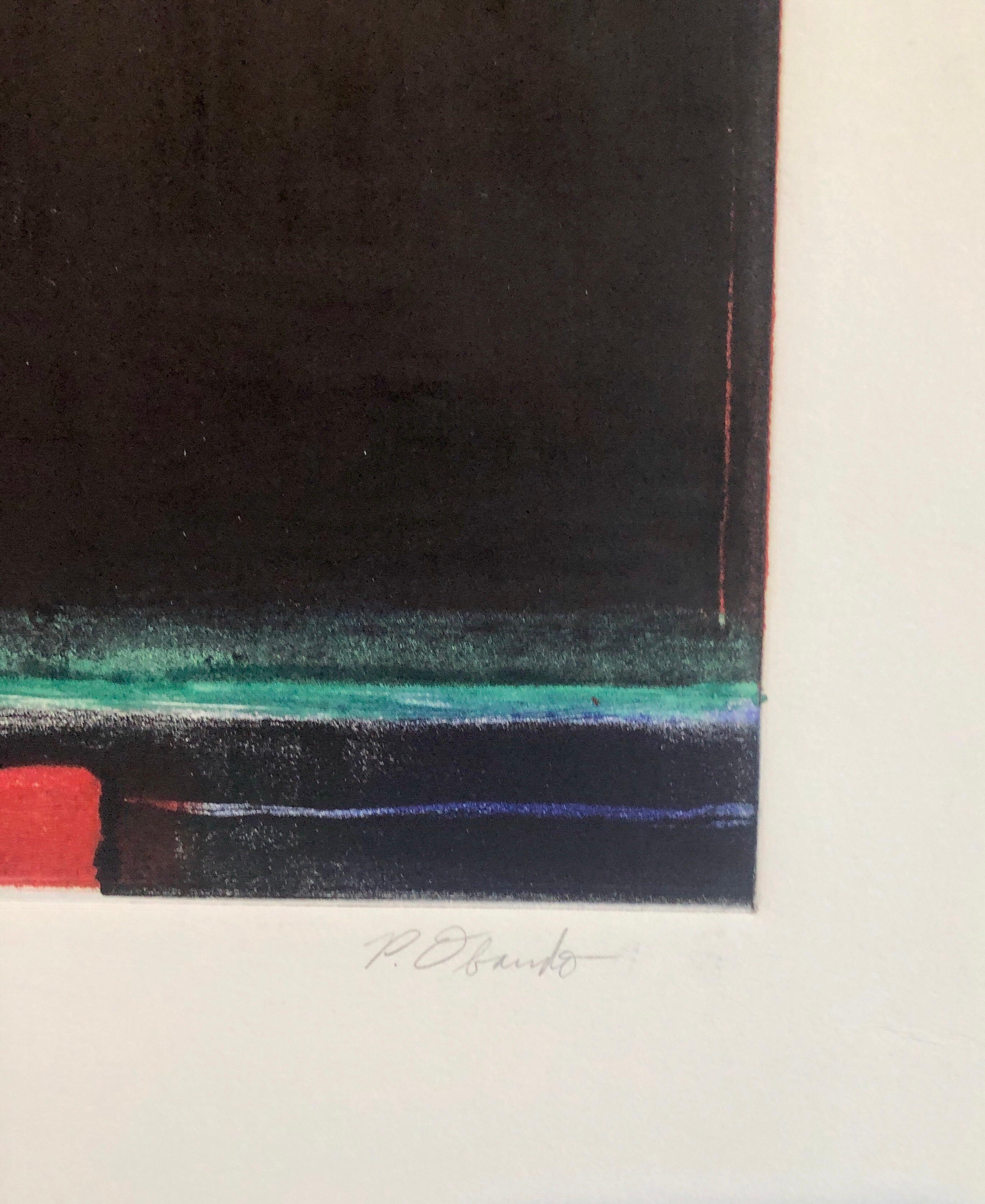Abstract Modernist Colorful Bold Monoprint Monotype Painting Print Pierre Obando For Sale 3
